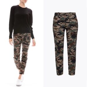 Nili Lotan Jenna Pant Camo Ankle Cropped Utility Raw Hem Green Tan Size 4